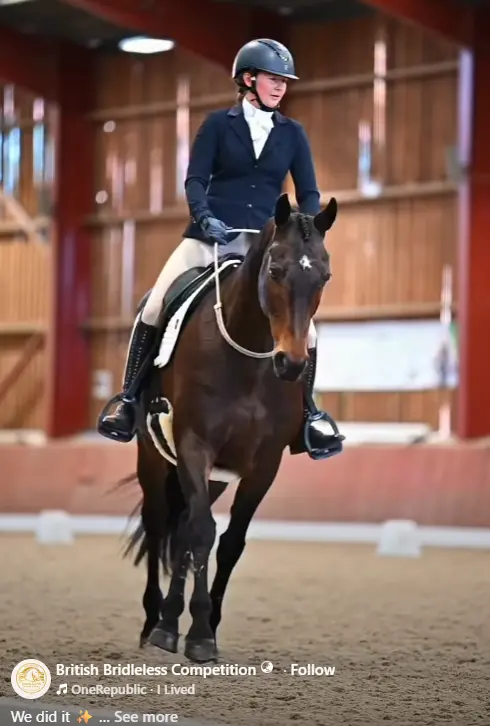 Riding bridleless: It started with one rein, not none.